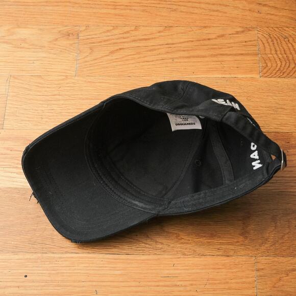 Dsquared2 Black Double Mirror Logo Baseball Cap Hat Adjustable Rare Designer - Picture 2 of 5